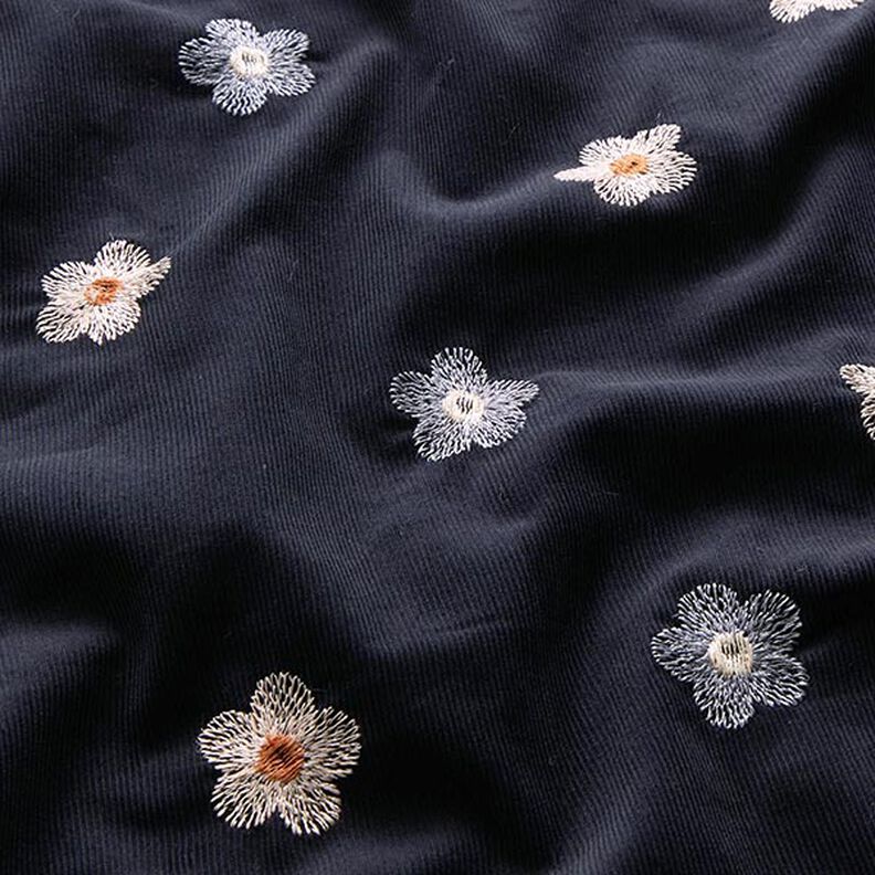 embroidered flowers baby cord – midnight blue,  image number 2
