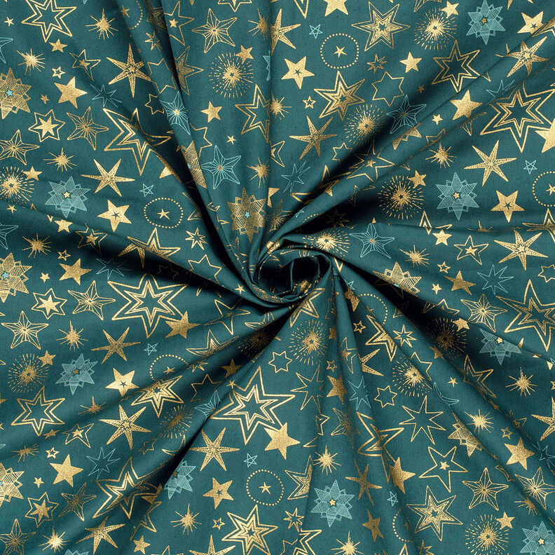 Cotton Poplin Large Stars – blue spruce/gold, image number 3