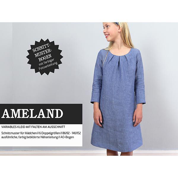 AMELAND Dress with Neckline Pleats | Studio Schnittreif | 86-152,  image number 1