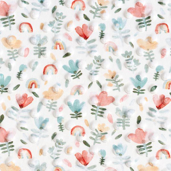 Cosy Fleece Embossed Dots and Flowers – white, image number 1