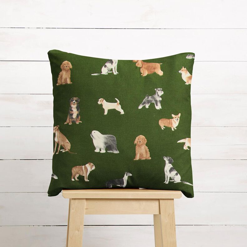 Decor Fabric Half Panama cute dogs – pine/brown,  image number 6