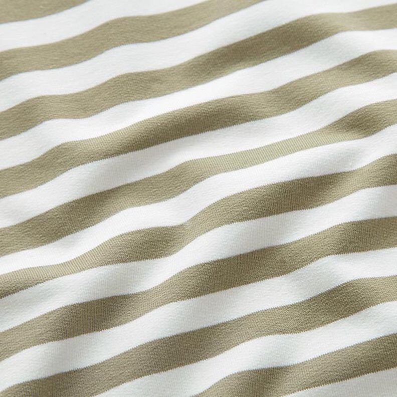 French Terry Yarn-Dyed Stripes – offwhite/light khaki,  image number 2