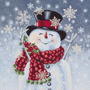 Panel Tapestry Fabric Lurex snowman – white, 