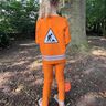 French Terry Border fabric construction worker outfit – light orange/silver grey,  thumbnail number 7