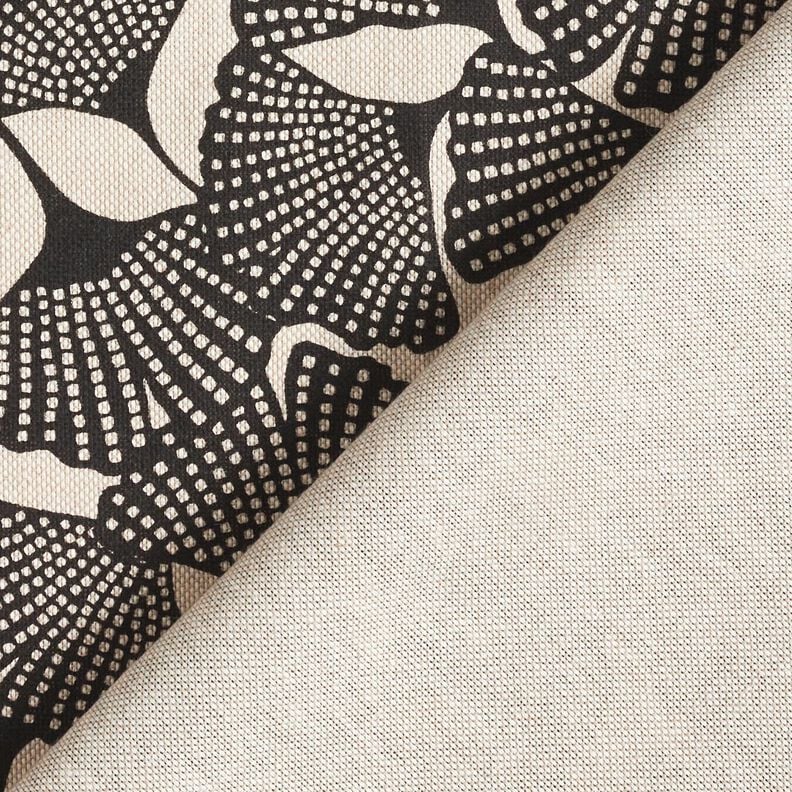 Decor Fabric Half Panama spotted ginkgo – black/natural,  image number 4