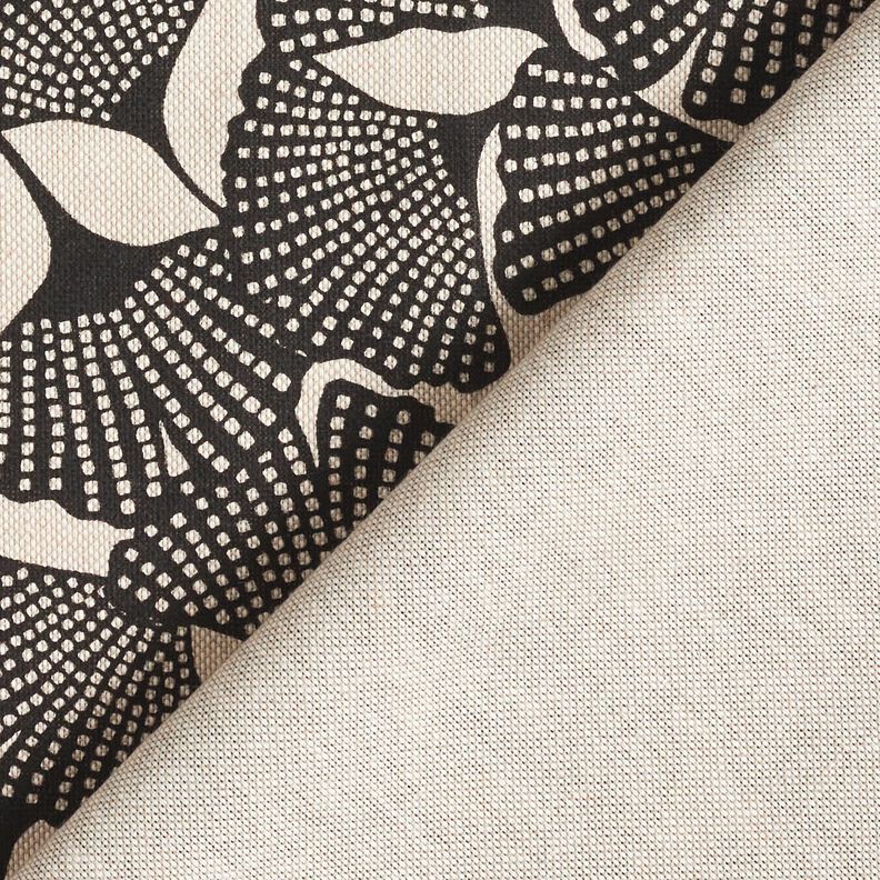 Decor Fabric Half Panama spotted ginkgo – black/natural, image number 4