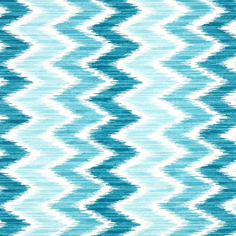 Ikat print coated cotton – turquoise/white,  image number 1