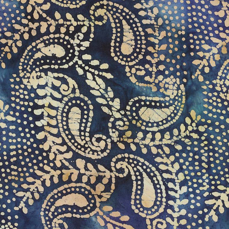 Fine Cotton Batiste Paisley batik – ocean blue/sand,  image number 1