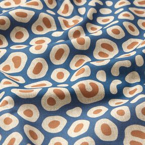 Decor Fabric Half Panama abstract leopard pattern – blue/cashew, 