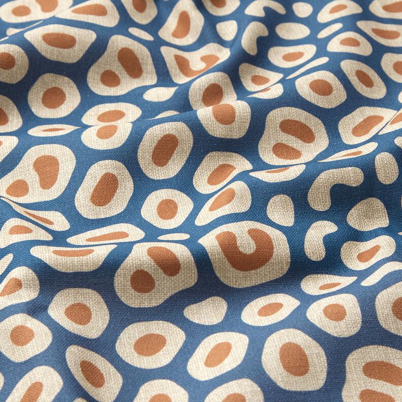Decor Fabric Half Panama abstract leopard pattern – blue/cashew, image number 2