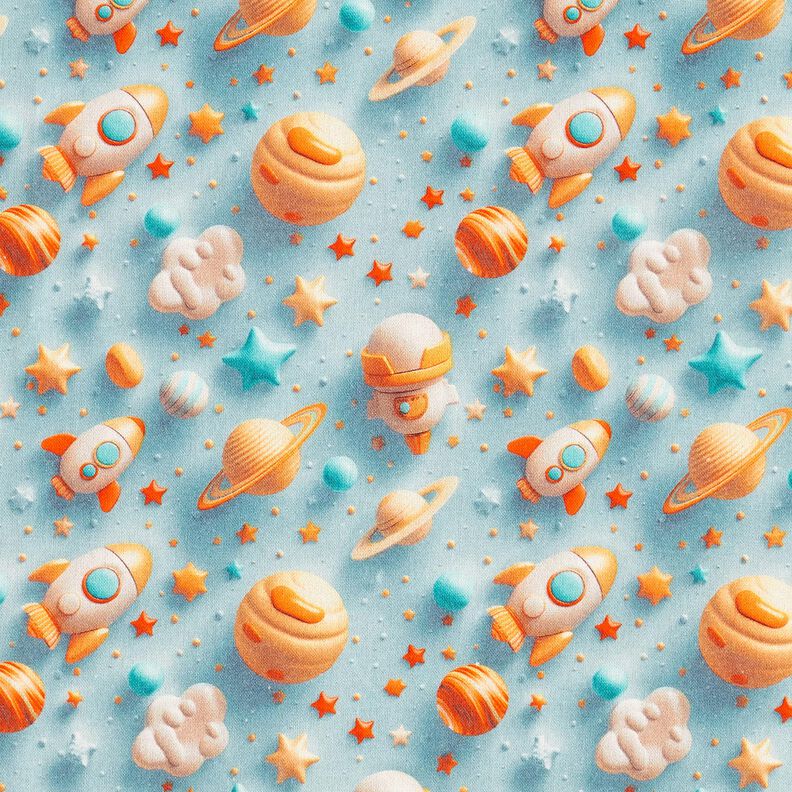 Cotton Poplin Cosmos Digital Print – light blue,  image number 1