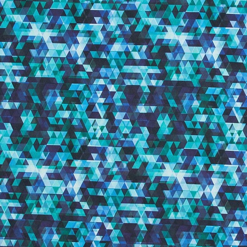 Softshell colourful triangles Digital Print – midnight blue/turquoise,  image number 1