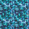 Softshell colourful triangles Digital Print – midnight blue/turquoise,  thumbnail number 1