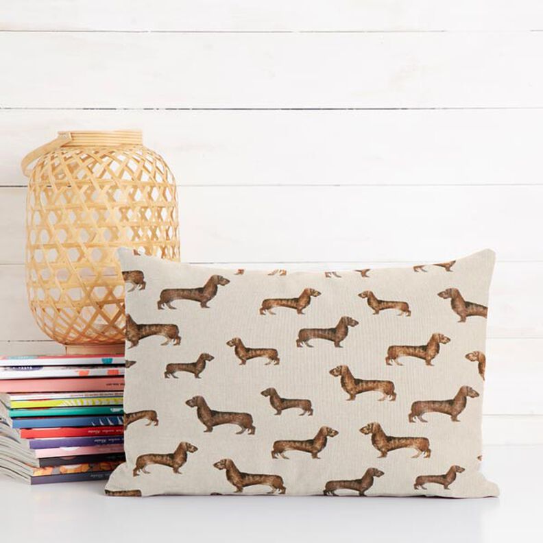 Half Panama Decor Fabric Dachshund – natural,  image number 6