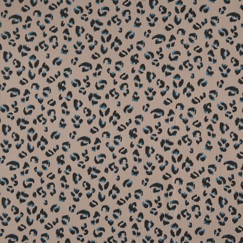 Double Gauze/Muslin leopard print – taupe/petrol,  image number 1