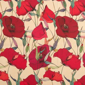 Outdoor Fabric Canvas Poppies – beige/carmine, 