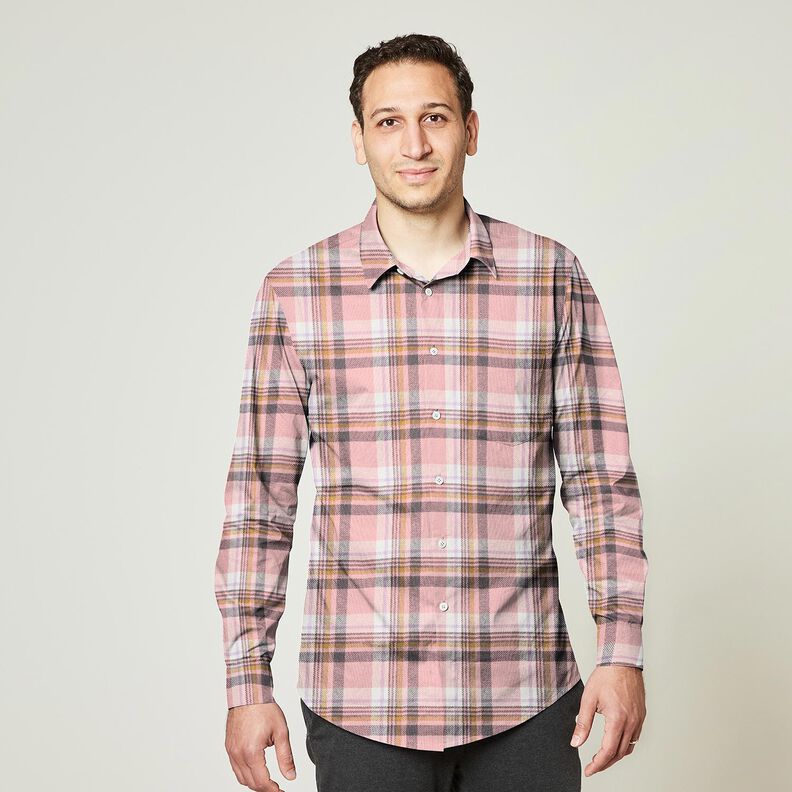 Cotton Flannel checked – dusky pink/antique silver,  image number 6