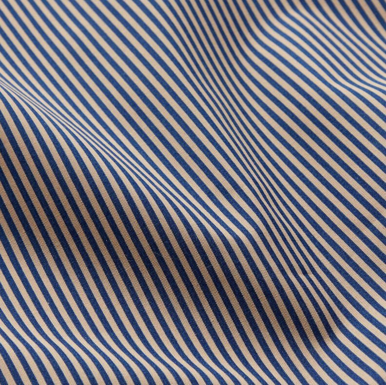 Shirt fabric vertical stripes – navy blue/beige,  image number 2