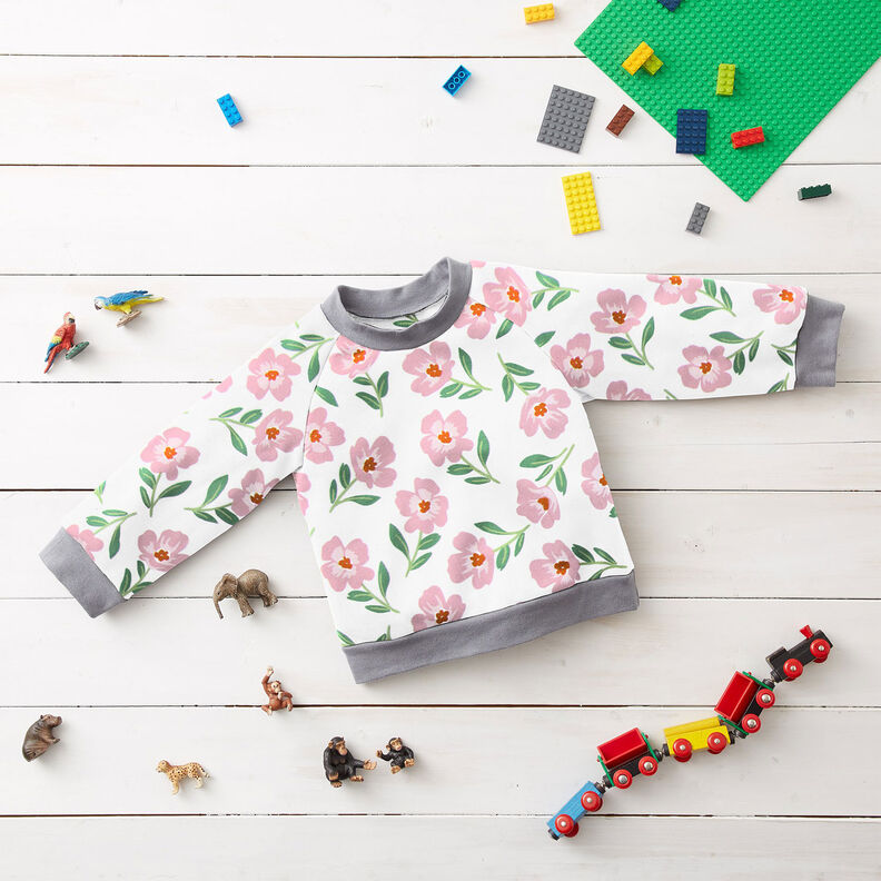 Brushed Sweatshirt Fabric Flowers | by Poppy – ivory/pink,  image number 6