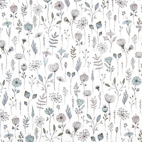 Decor Fabric Half Panama flower drawing – offwhite/black, 