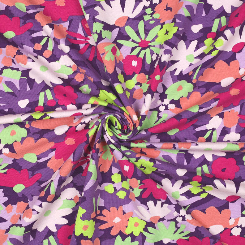 GOTS Cotton Jersey Pop Blossom | Nerida Hansen – aubergine,  image number 3