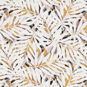 viscose fabric summer palm fronds – white/mustard, 