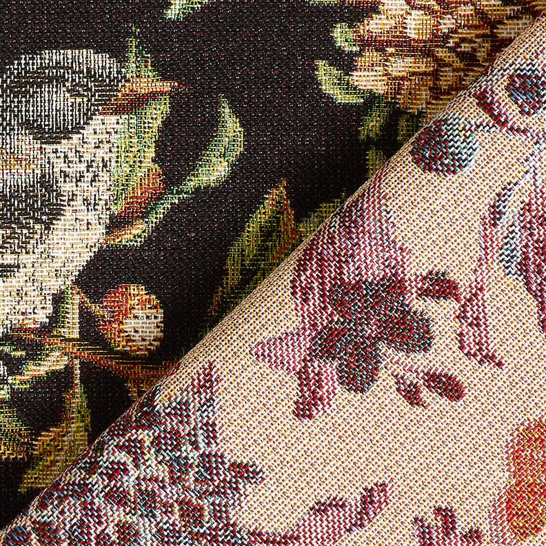 Decor Fabric Tapestry Fabric Flowers and birds – black/green,  image number 4