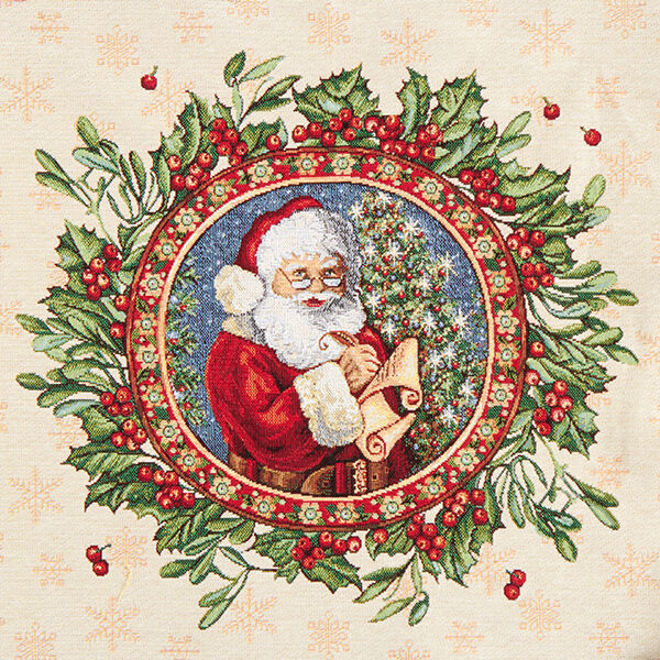 Decor Tapestry Fabric Santa Claus in Mistletoe Wreath light beige Perfect for Christmas