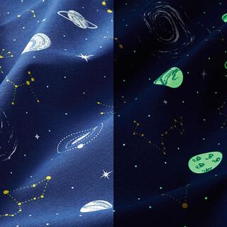 Decor Fabric Canvas Glow in the Dark Planetarium – navy blue, 