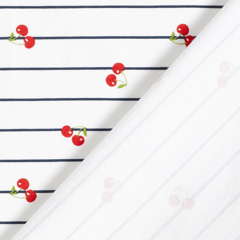 Cotton Jersey Stripes and cherries – offwhite,  image number 4