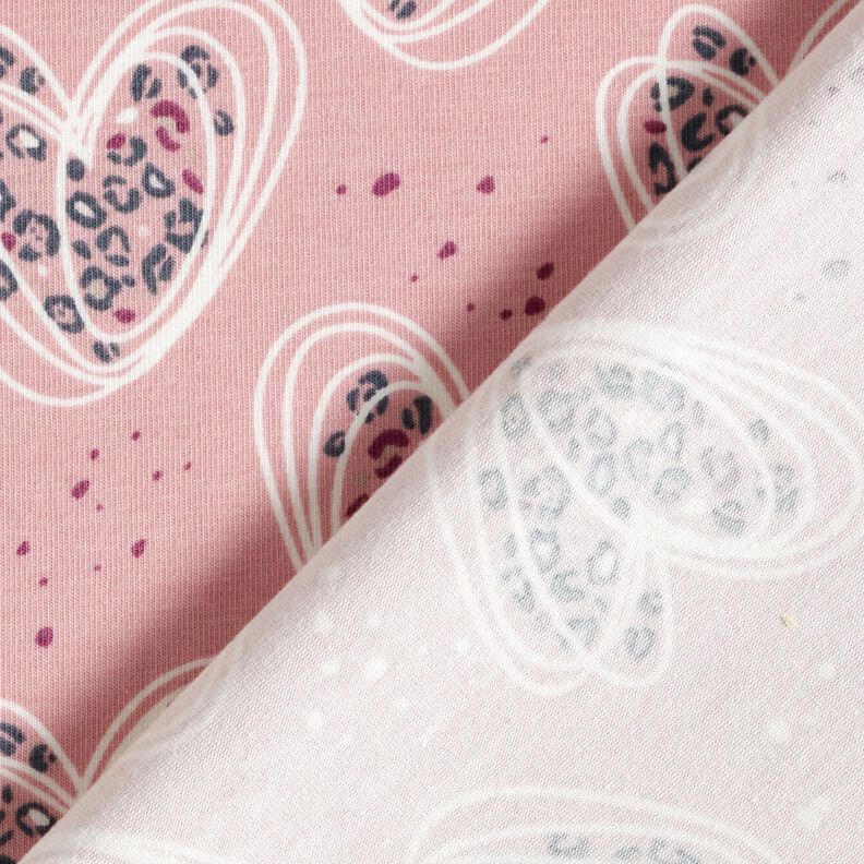 Cotton Jersey leopard print hearts – light dusky pink,  image number 4