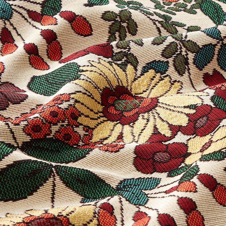 Decor Fabric Tapestry Fabric retro flowers – petrol,  image number 3
