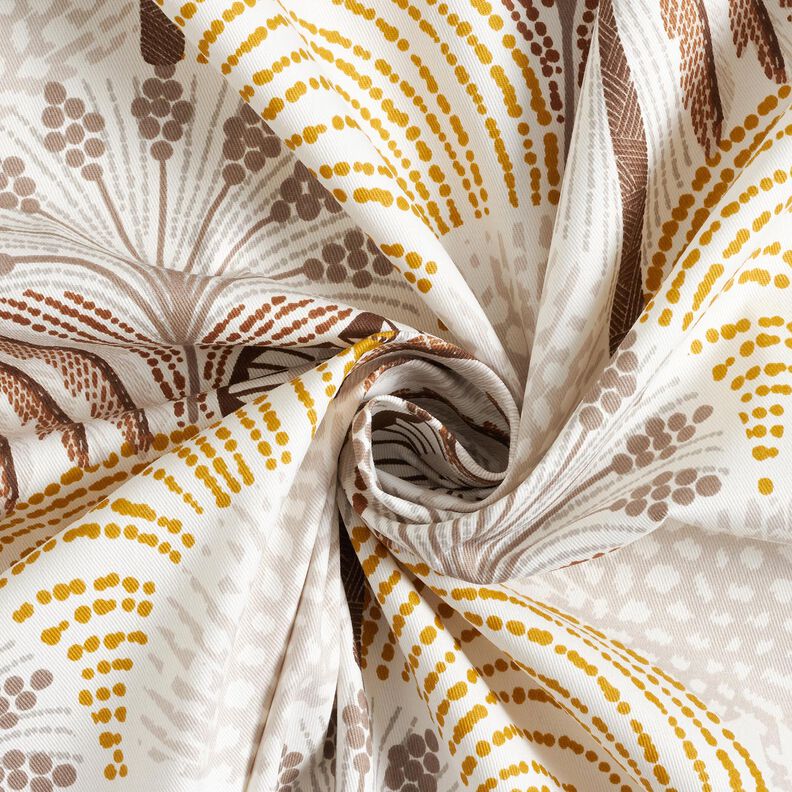 Decor Fabric Cotton Twill abstract palm fans – curry yellow/ivory,  image number 3