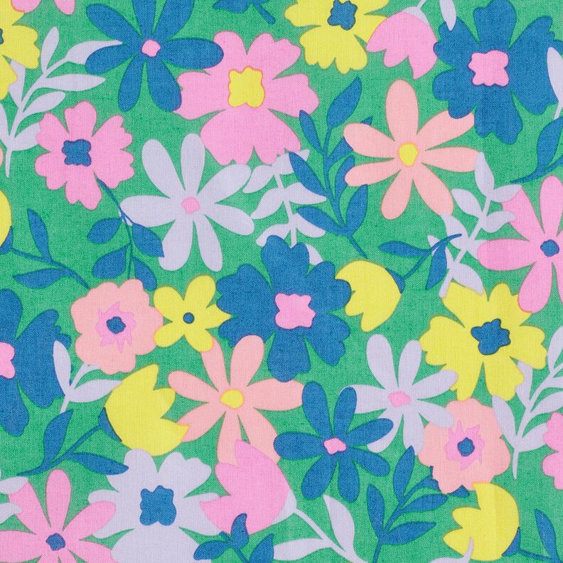 Coated Cotton Pastel Flowers | Poppy Fabrics – grass green/pink,  image number 7