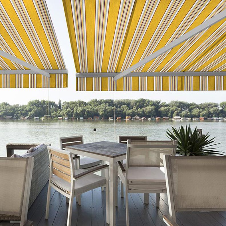 Awning Fabric Wide and Narrow Stripes – sunglow/white,  image number 6