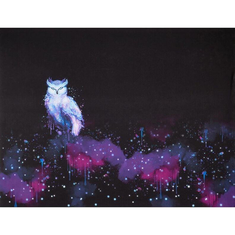 Cotton Jersey Winter owl Panel | Glitzerpüppi – black/grape,  image number 5