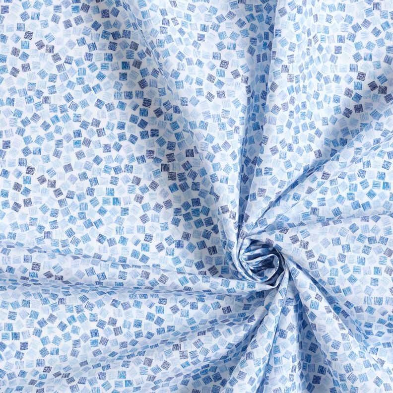 Poplin abstract cubes – white/royal blue,  image number 3