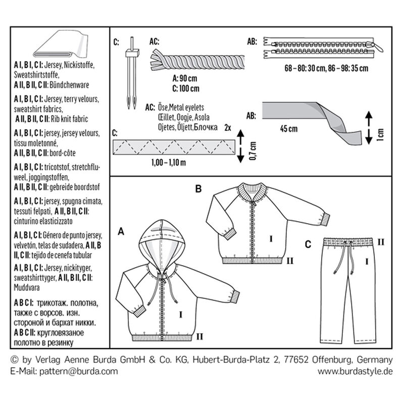 Baby-Jacket | Blouson | Trousers/Pants, Burda 9349 | 68 - 98,  image number 9