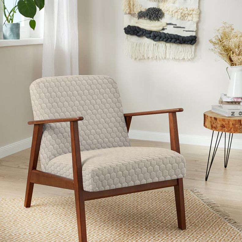 Upholstery Fabric Velvet Honeycomb Quilt – sand,  image number 8