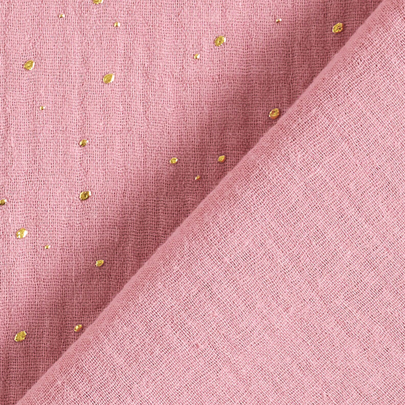 Scattered Gold Polka Dots Cotton Muslin – pink/gold,  image number 4