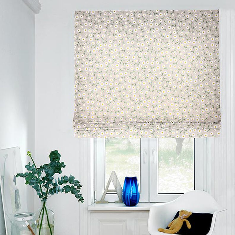 Decor Fabric Half Panama daisies – natural/white,  image number 7