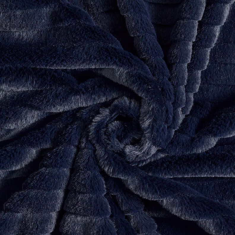 Faux fur wide horizontal stripes – midnight blue, image number 3
