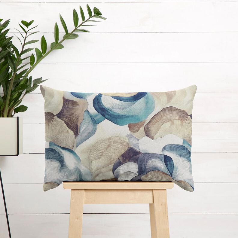 Decor Fabric Half Panama abstract plant – blue/copper,  image number 7
