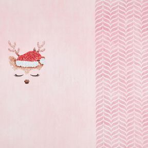 Cotton Jersey sleeping glitter deer Panel | Glitzerpüppi – rosé/light dusky pink, 