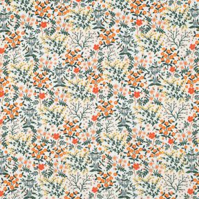 Double Gauze/Muslin Flower Meadow Digital Print | Poppy Fabrics – offwhite/peach orange, 