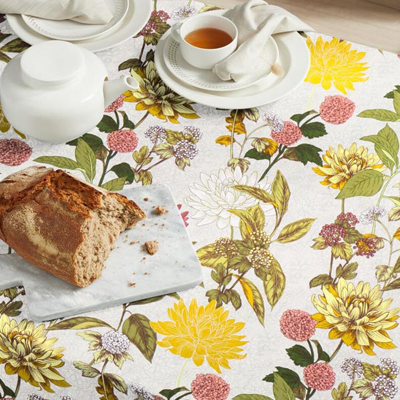 Decorative Panama fabric floral print – misty grey,  image number 8