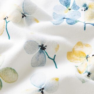 Cotton Jersey watercolour flowers Digital Print – ivory/light blue, 