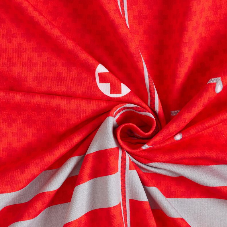 French terry Panel Emergency doctor outfit | Stoff&Liebe – red/silver grey,  image number 3