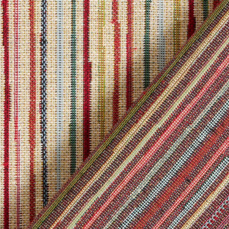 Decor Fabric Tapestry Fabric colourful stripes – light beige/carmine,  image number 4