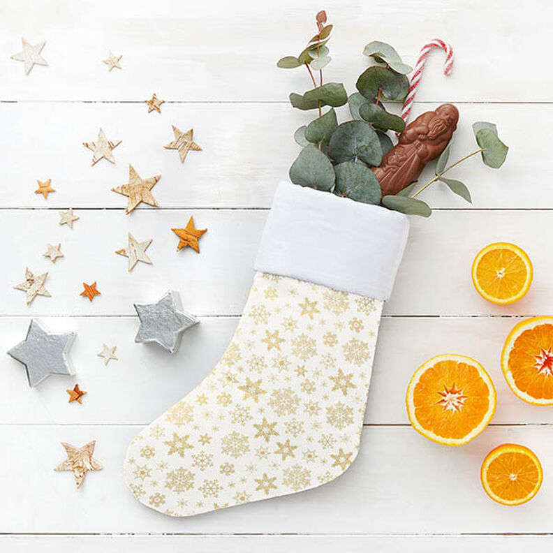 Cotton Poplin Snow Crystals – offwhite/gold,  image number 6
